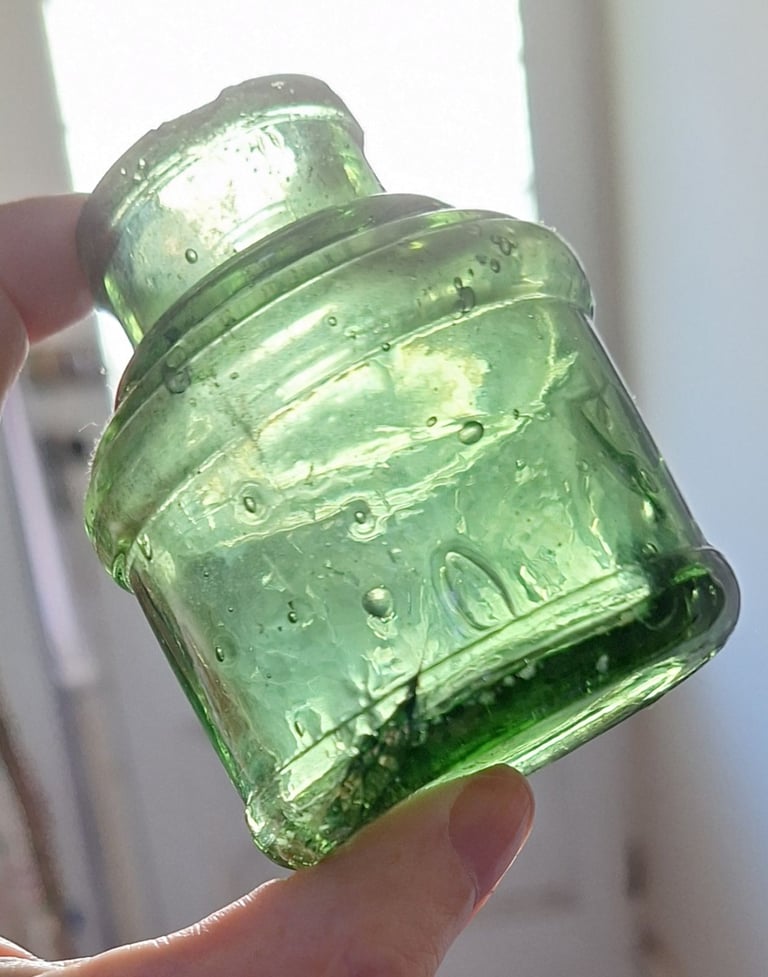 image for Antique Green Glass Inkwell