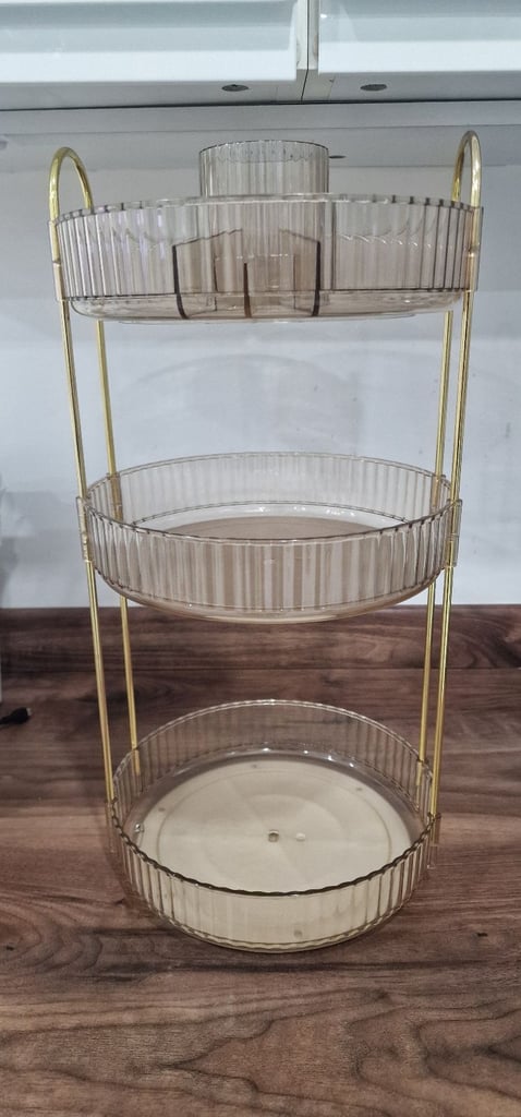 image for Makeup Organiser Rotating. 3-Tier Round Skincare Organiser, Customisable, Toiletries Cosmet