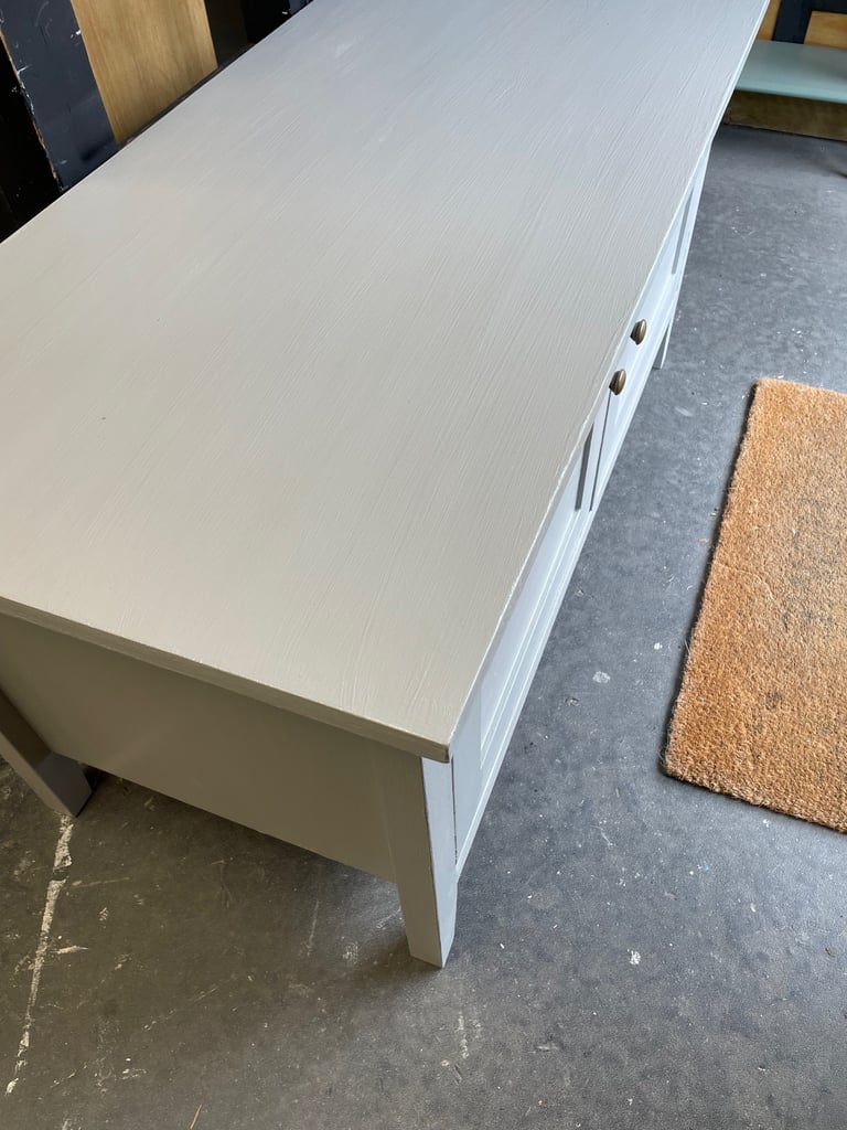 Solid wood, grey TV stand