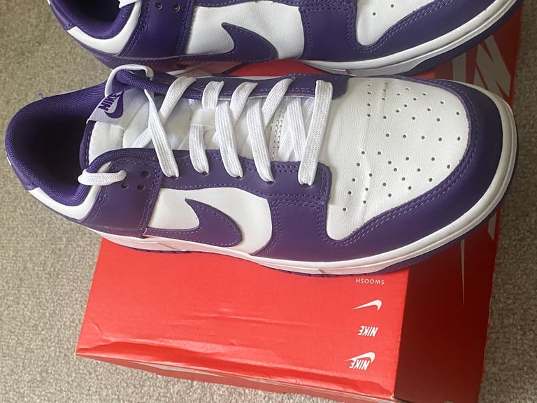  Nike Dunk Low Retro Shoes/Trainers,9(UK),White/Court Purple,New with Box