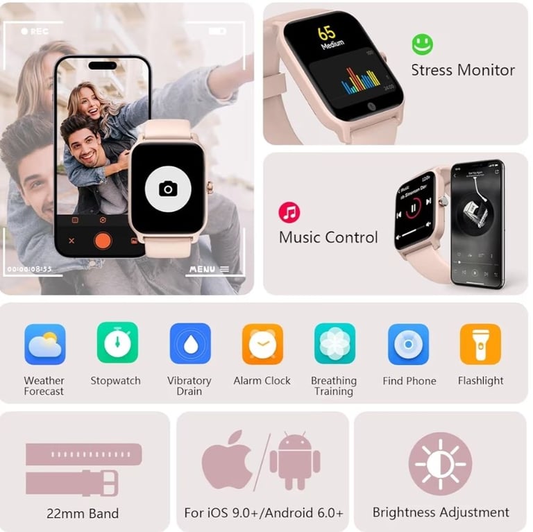 Smart Watch for Women, Answer/Make Calls, Alexa Built-in, [1.8"HD Screen]