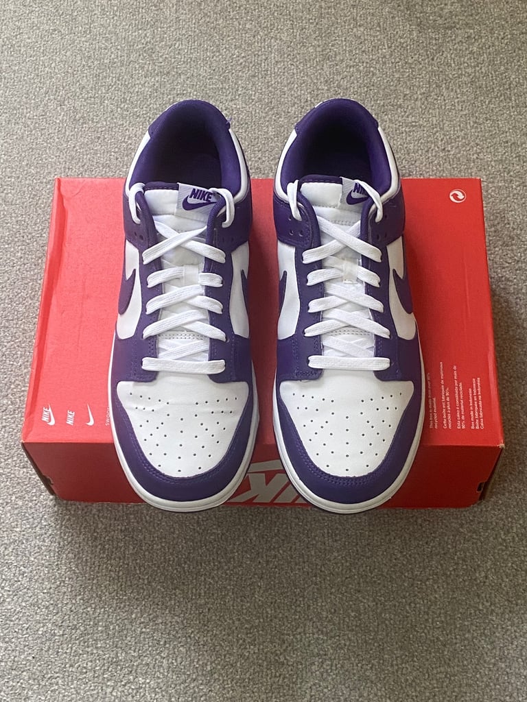  Nike Dunk Low Retro Shoes/Trainers,9(UK),White/Court Purple,New with Box