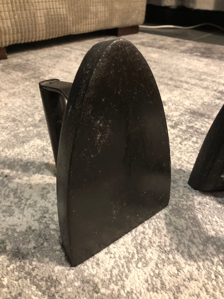 Pair of Vintage Antique Flat Irons Cast Iron Forged Irons