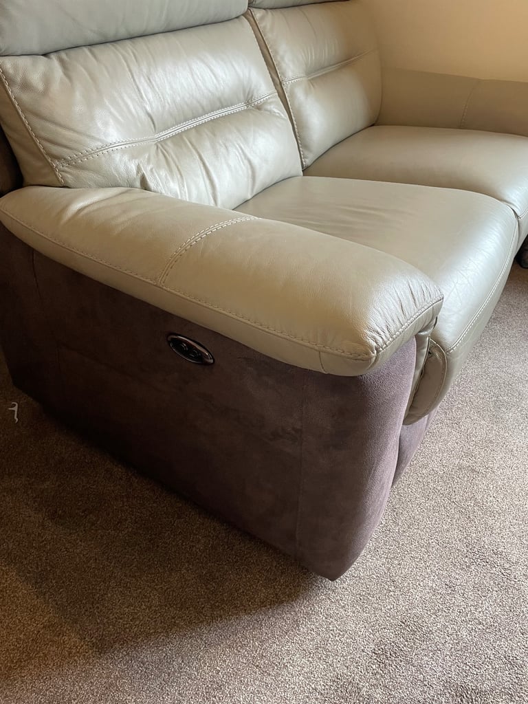 DFS Electric Reclining Sofa and Armchair Suite with Footstool (Immaculate)