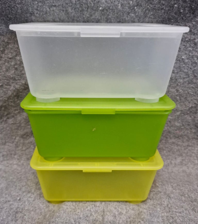 3 x Ikea Glis Storage Boxes With Lids 
