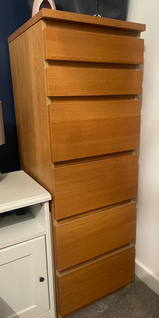 Ikea tall malm 6 drawer with mirror 