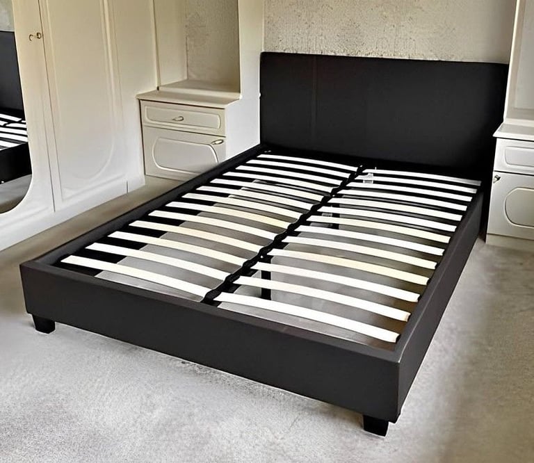 image for Faux leather beds !! King size New leather beds Frame with optional Mattress 