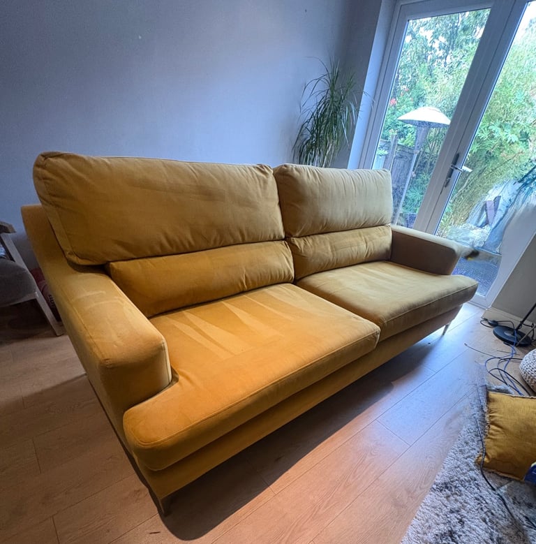 4 seater sofa mustard yellow 