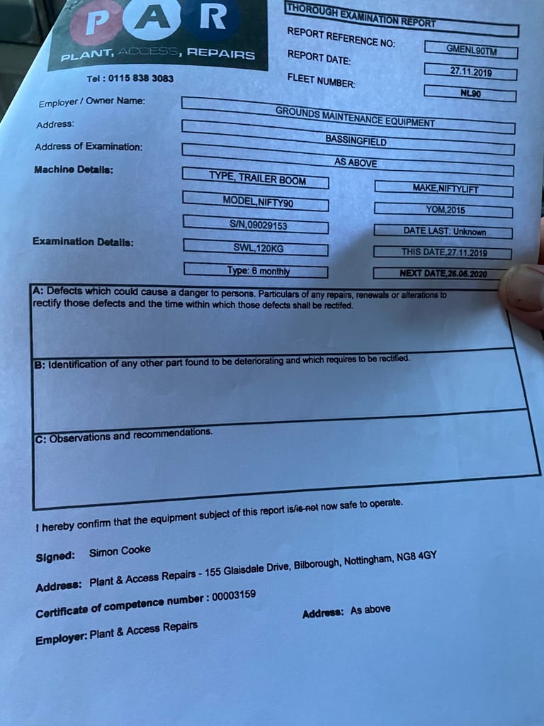 Nifty Lift 90 (TM24) Cherry Picker 2015