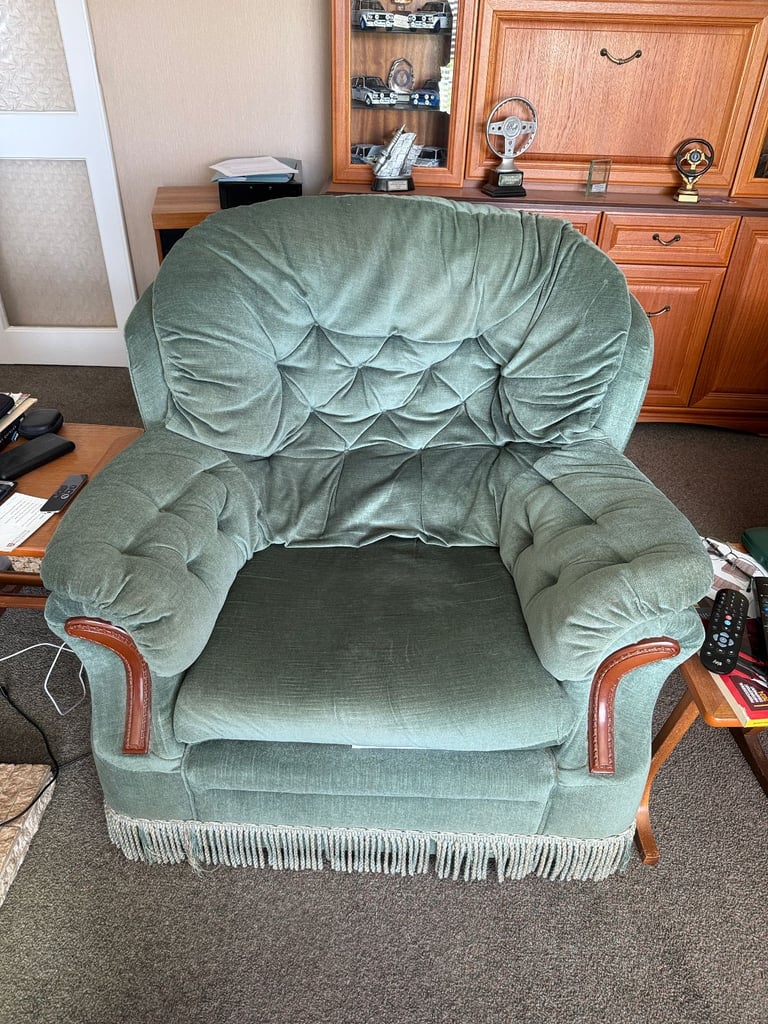 3 Piece suite Sofa, 2 chairs and footstall