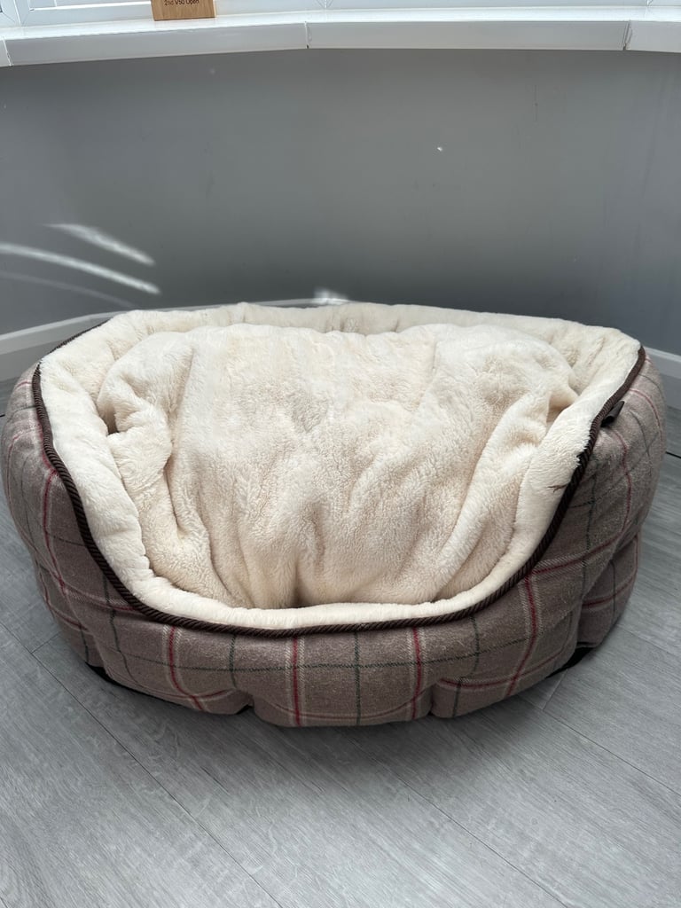 image for Pets at home wainwright beige check & cream reversible dog bed
