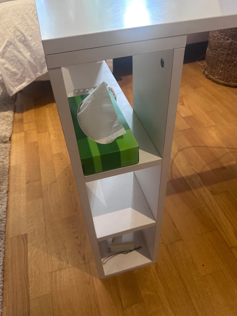 Ergonomic office desk with shelves