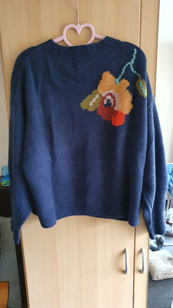 Toast Intarsia Floral Jumper Wool & Cashmere Blue Multicoloured Sweater Medium RRP £295