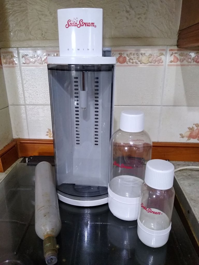 image for Soda Stream with 2 x original soda stream bottles and a gas canister