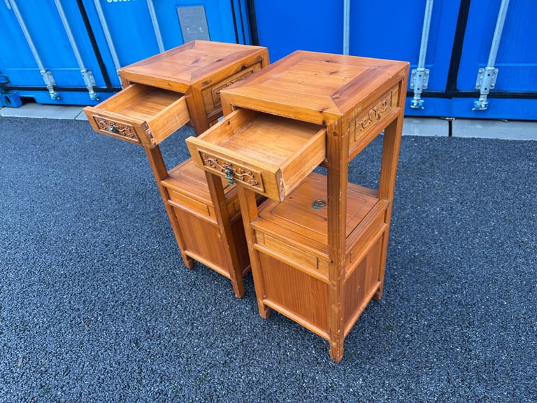Solid Wood oriental Bedside Cabinets Possible Delivery 31 x 31 and 83 high