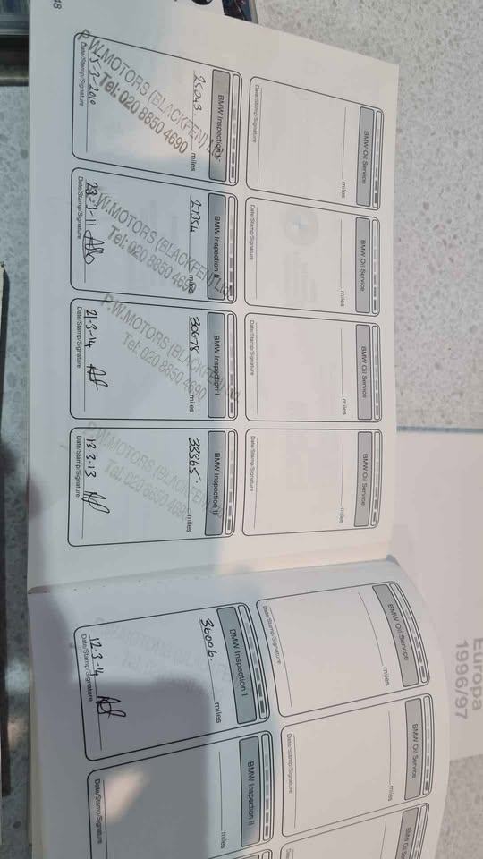 BMW E36 3 series service booklet