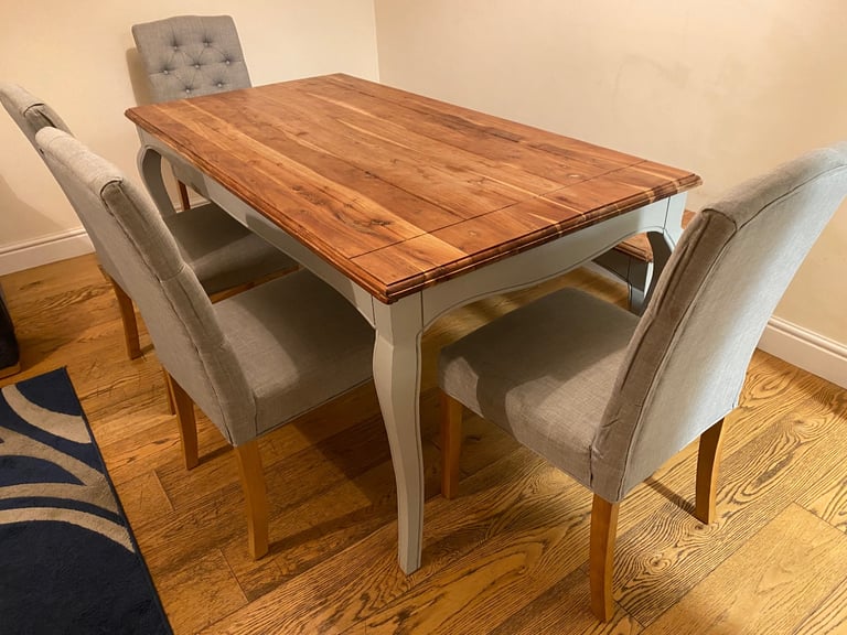 image for 6 seater dining table, 4 chairs and bench
