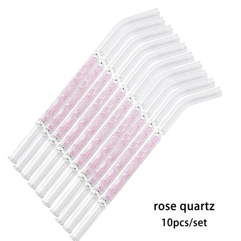 Glass Straws Natural Crystal Stones Luxury 10 Pieces Set