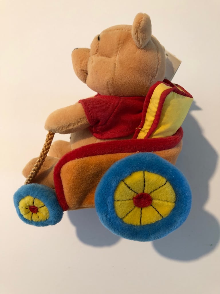 image for Disney Store 2002 Winnie the Pooh Grand Prix Pooh Beanie, Tagged