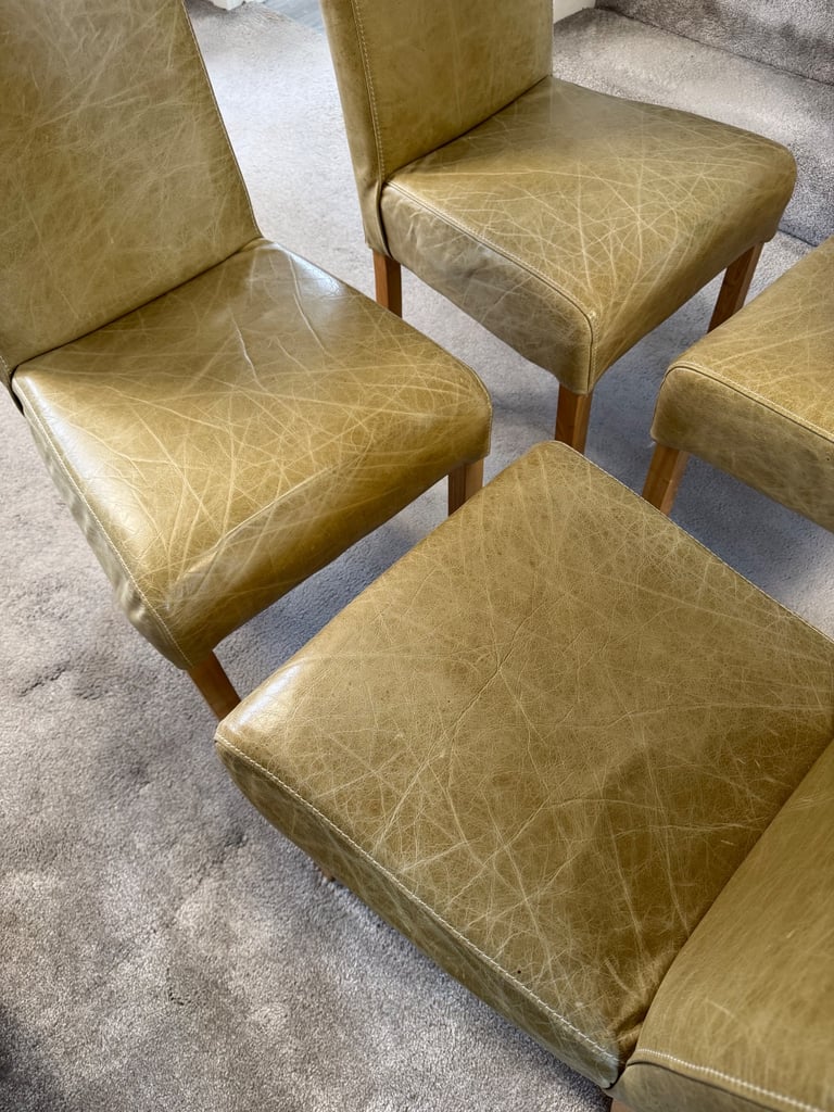 Set of 4 leather dining chairs