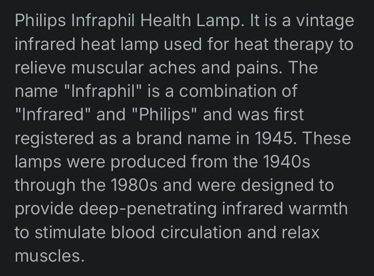 Vintage Philips Infraphil heat lamp 