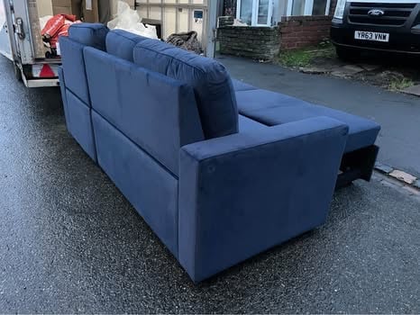 Corner sofa 🛋bed 🛌with storage reversible blue dark brand new available delivery extra cost