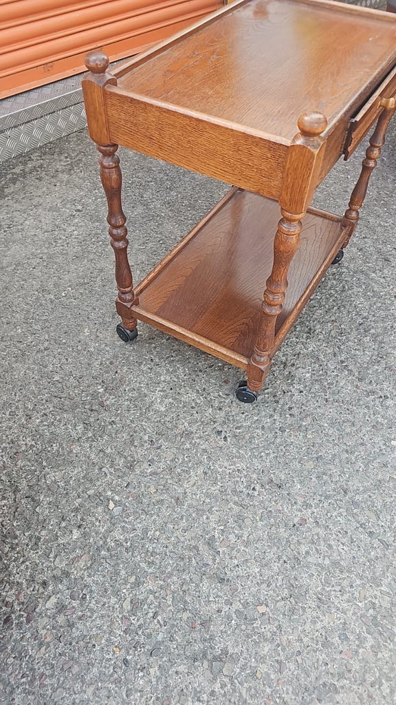 Vintage oak drinks serving trolley 