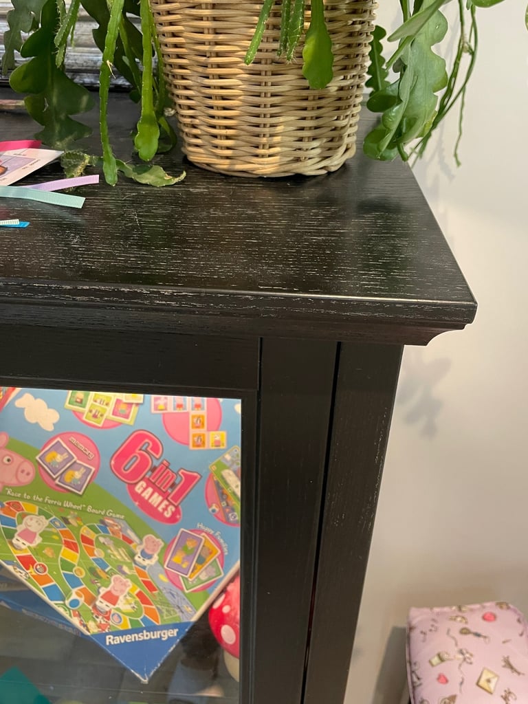 IKEA display cabinet storage, in black, with sliding door
