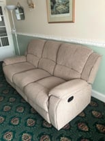 DORSET Brown Beige Fabric Three Seater Recliner Sofa