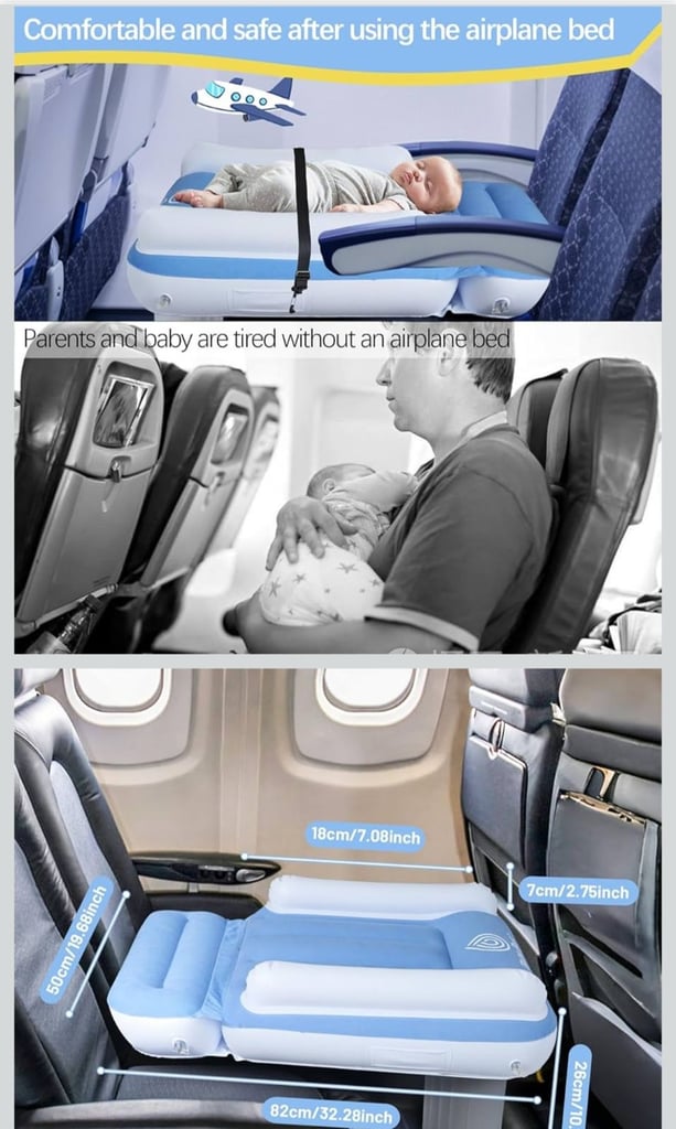 Blublu Park Airplane Bed for Toddlers, Toddler Travel Bed for Kids, Airplane Seat Extender