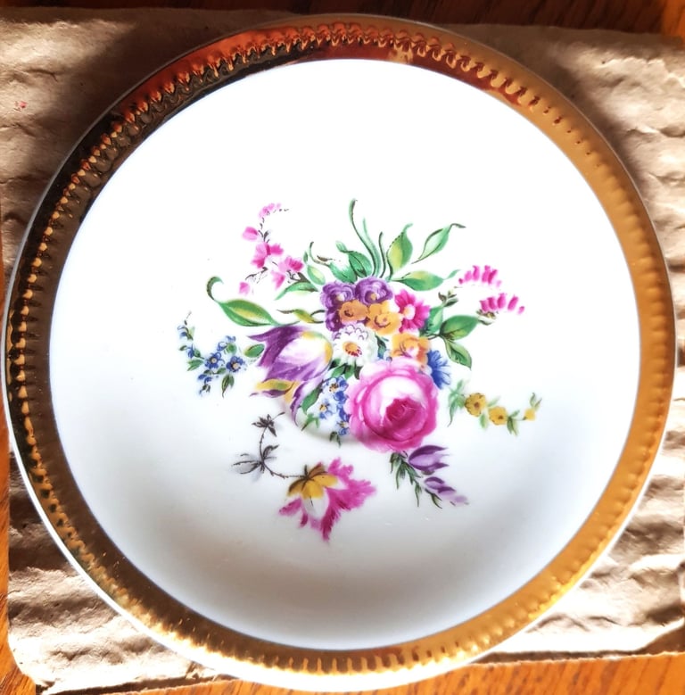 image for Pretty Vintage CL 5 Czechoslovakian Floral Saucer, Rare