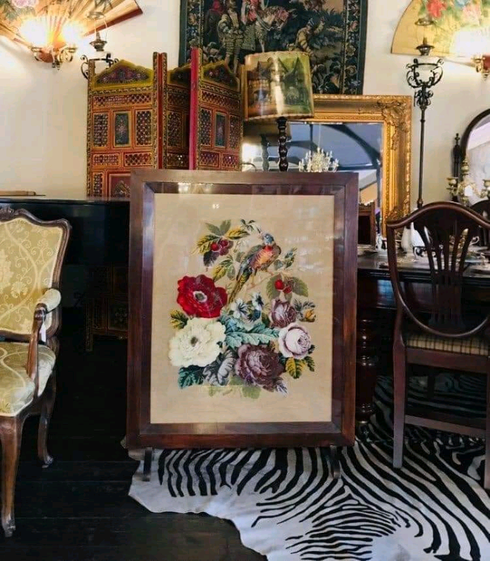 Stunning Large Victorian Tapestry Fire Screen