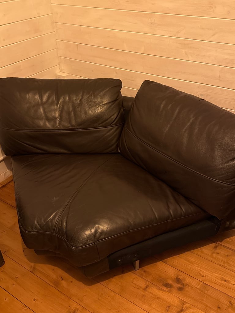 Dark brown corner leather sofa