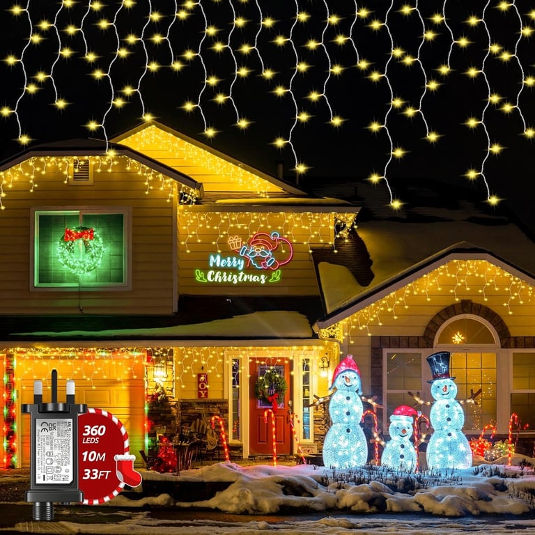 image for Brand new in box: Outdoor/Indoor 10m/360 LED Icicle Christmas Lights with remote control