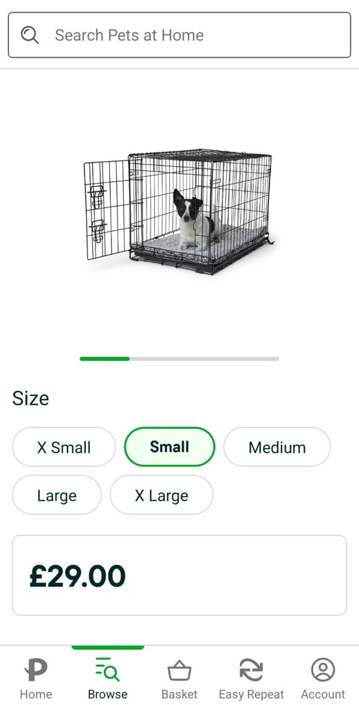 Small dog crate from Pets at Home