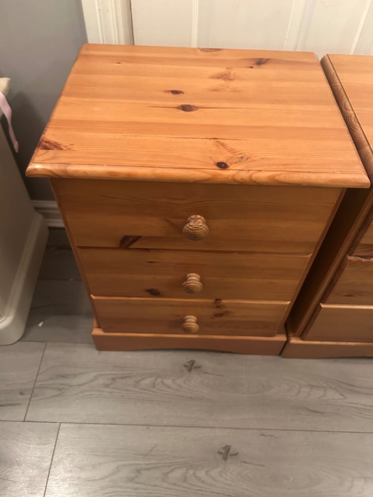 Pine bedside drawers x 2 