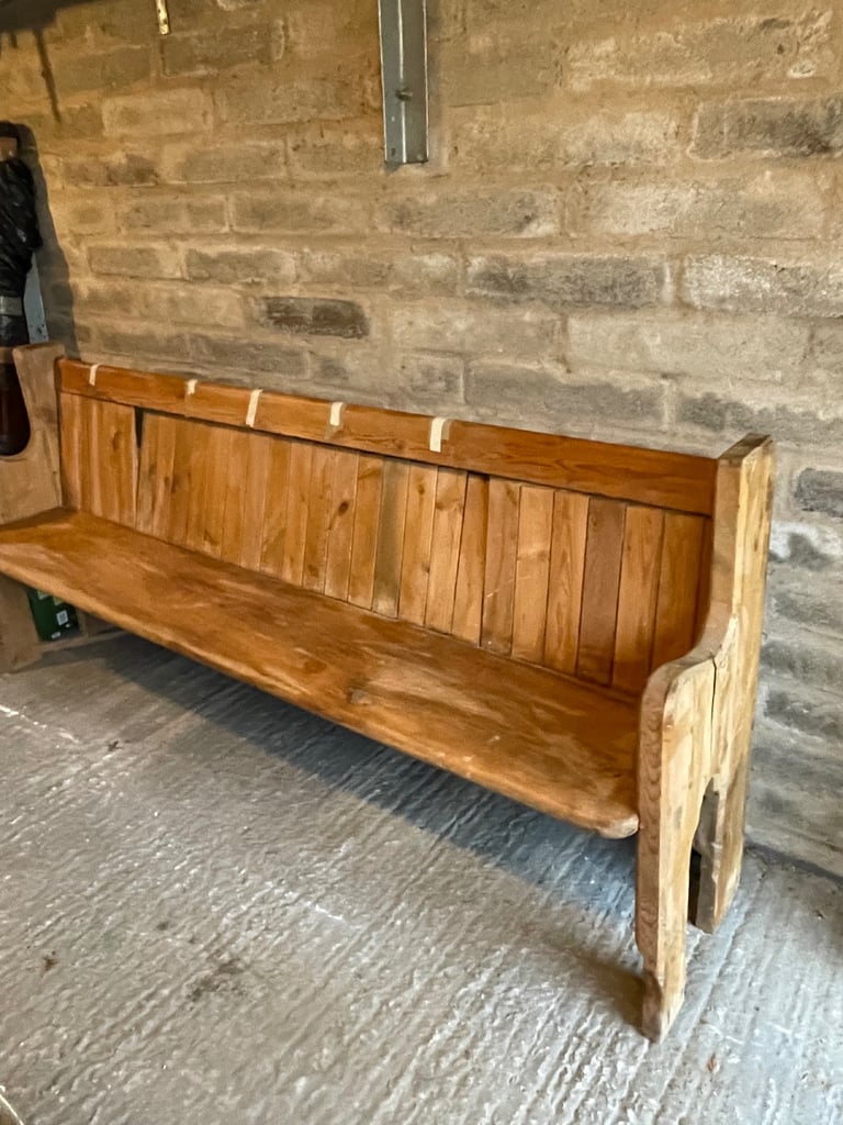 image for Vintage Large Stripped Pine Church Pew (6ft 9in)