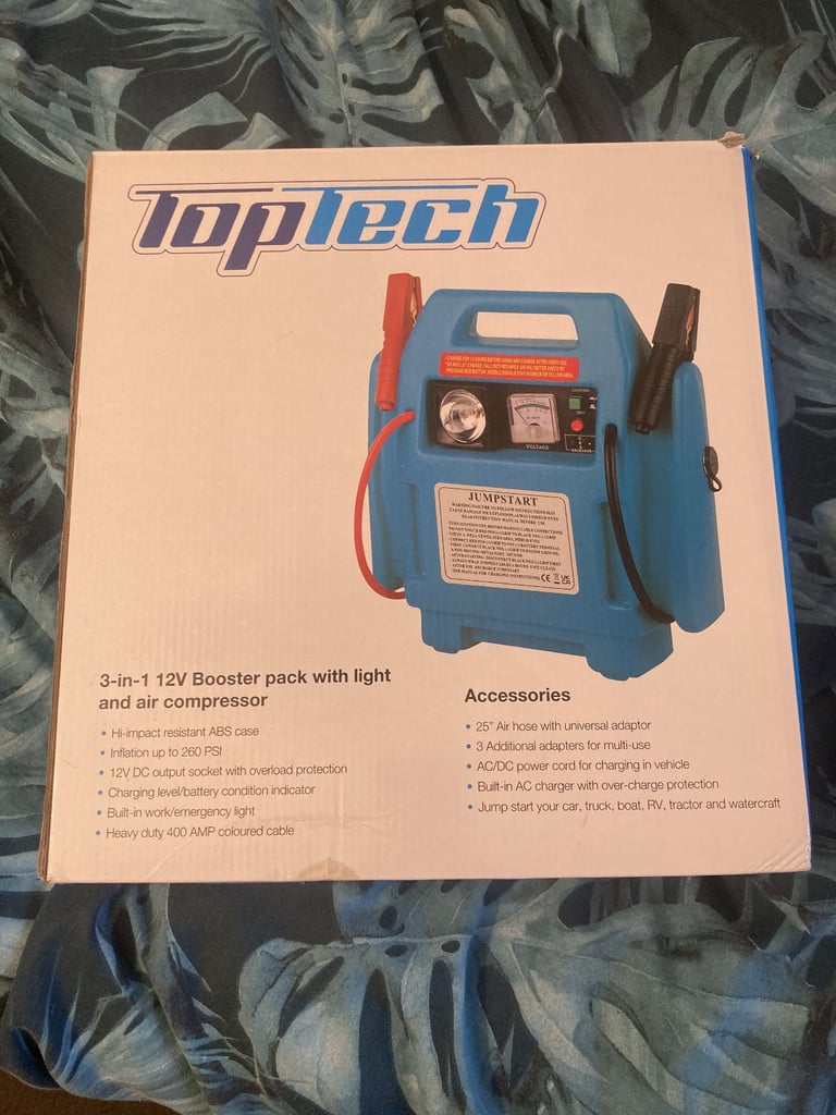 image for Top Tech TMSPL-2B 3 In 1 Car Vehicle Jump Starter Power Pack 900A Peak Vehicles Up To 3.0L