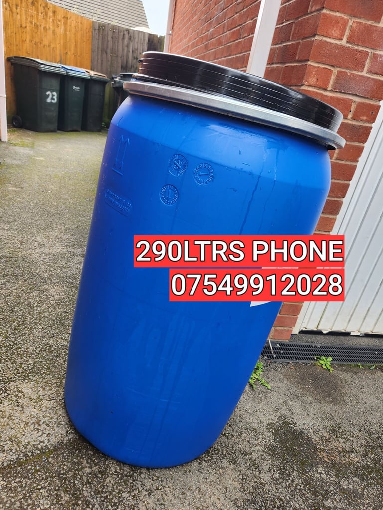 image for PLASTIC 290LTRS PLASTIC BARRELS DRUM FOR SHIPPING & STORAGE WITH LID &CLAMP