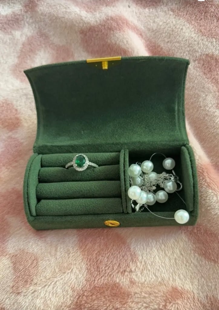 Compact jewelry box for travel Grey/ Dark Green