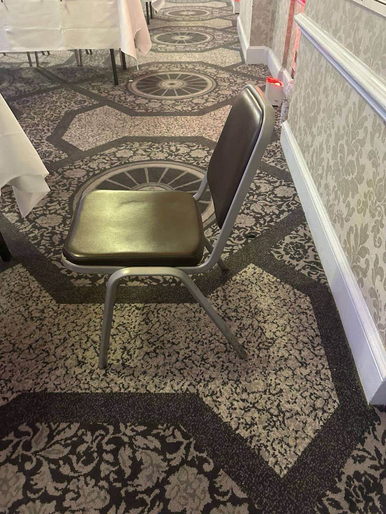 Stackable Banquet Chairs – Black Vinyl Seat, Grey Metal Frame – Durable & Affordable Seating