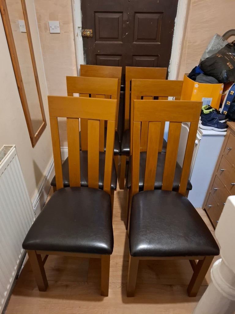 image for x6 Solid Wooden Dining Chairs (SAME DAY DELIVERY AVAILABLE)