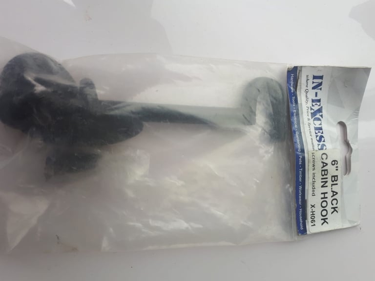 6 inch black solid cabin hook garden shed home repair fixing fitting