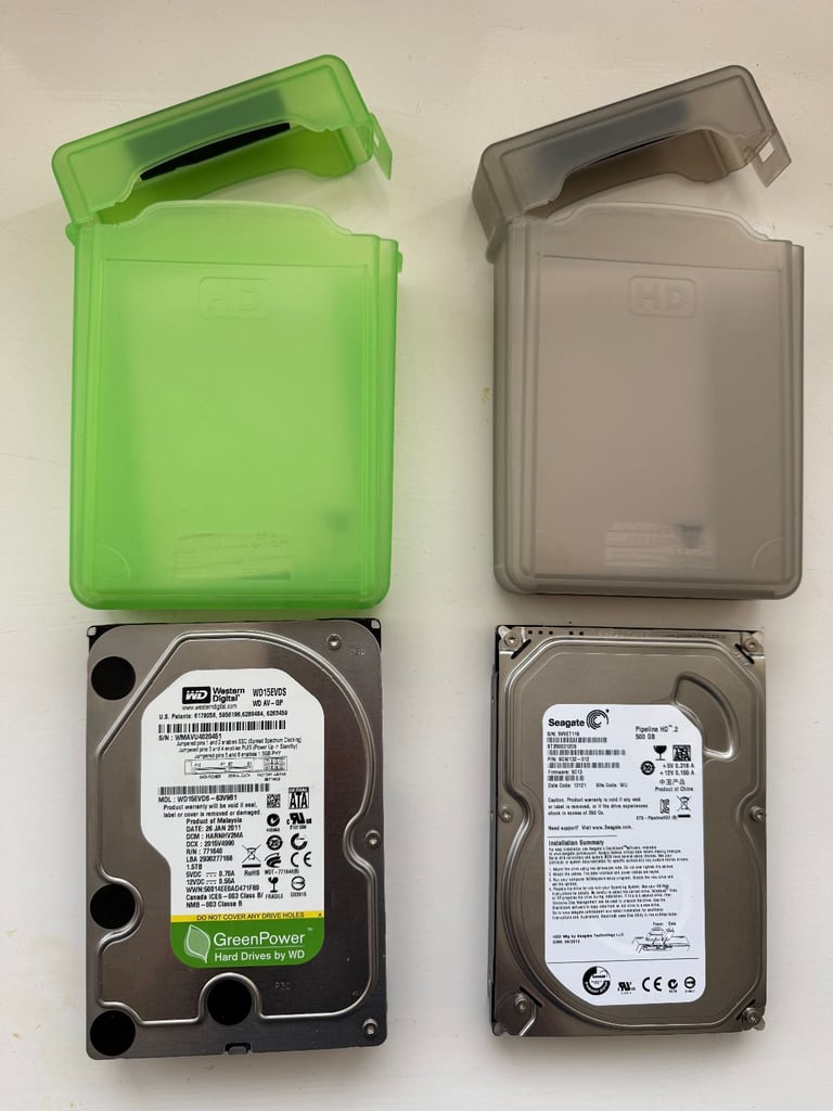 Western Digital 1.5TB & Seagate Pipeline 500GB + Case Protector