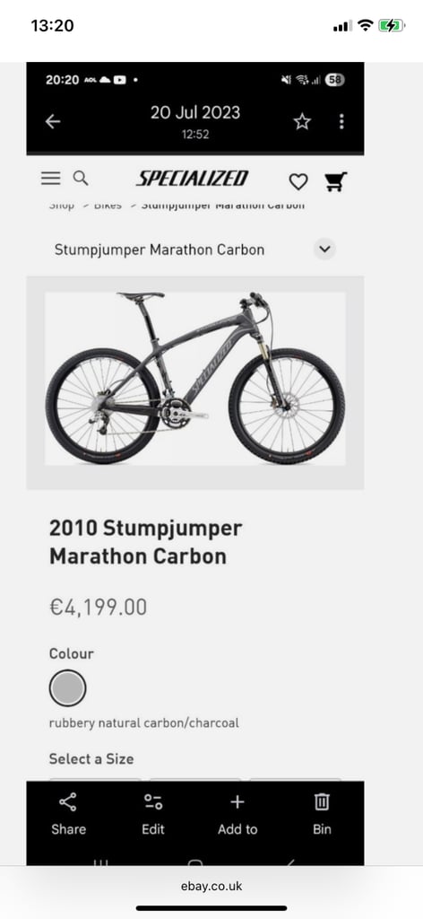 SPECIALIZED STUMPJUMBER MARATHON FULL CARBON 27 SPEED HARDTAIL/MTB,19” FRAME,ELIXIR CR 