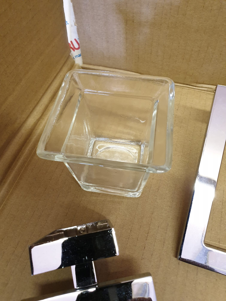 Bathroom Chrome Square Towel Holder & Tumbler Holder