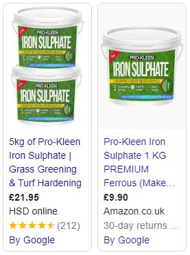 Sulphate of Iron, 5kg for lawn moss and algae removal, lawn tonic, greener etc