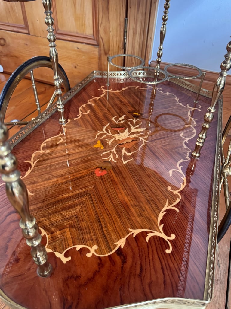 Vintage Italian Bar Cart Drinks Trolley