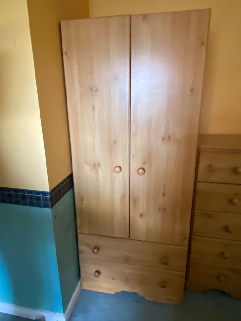Pine Wardrobe and Chest of Drawers 