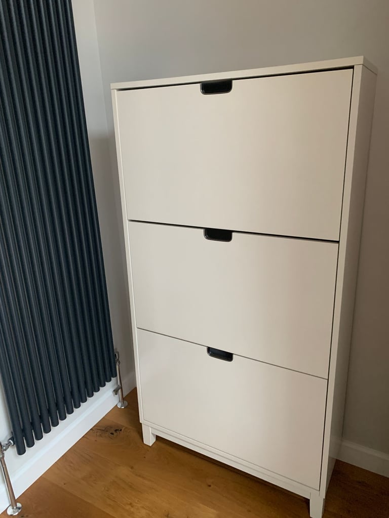 IKEA STALL Shoe Cabinet With 3 Compartments Slim Hallway Tall Storage Rack Cupboard Shelving Unit
